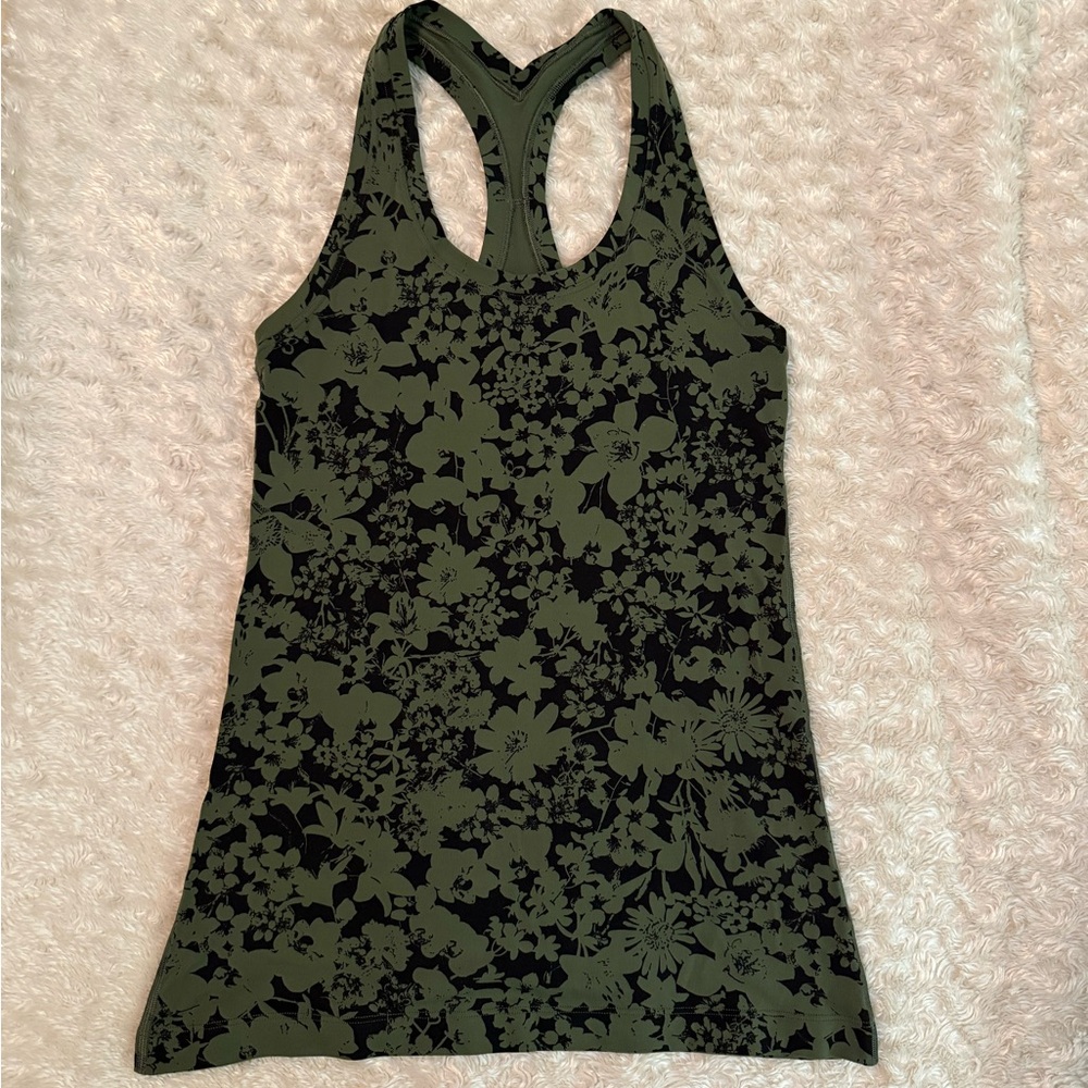 Lululemon Tank, Olive Green/Black Floral Washed, Never worn. Tag removed. Size 4